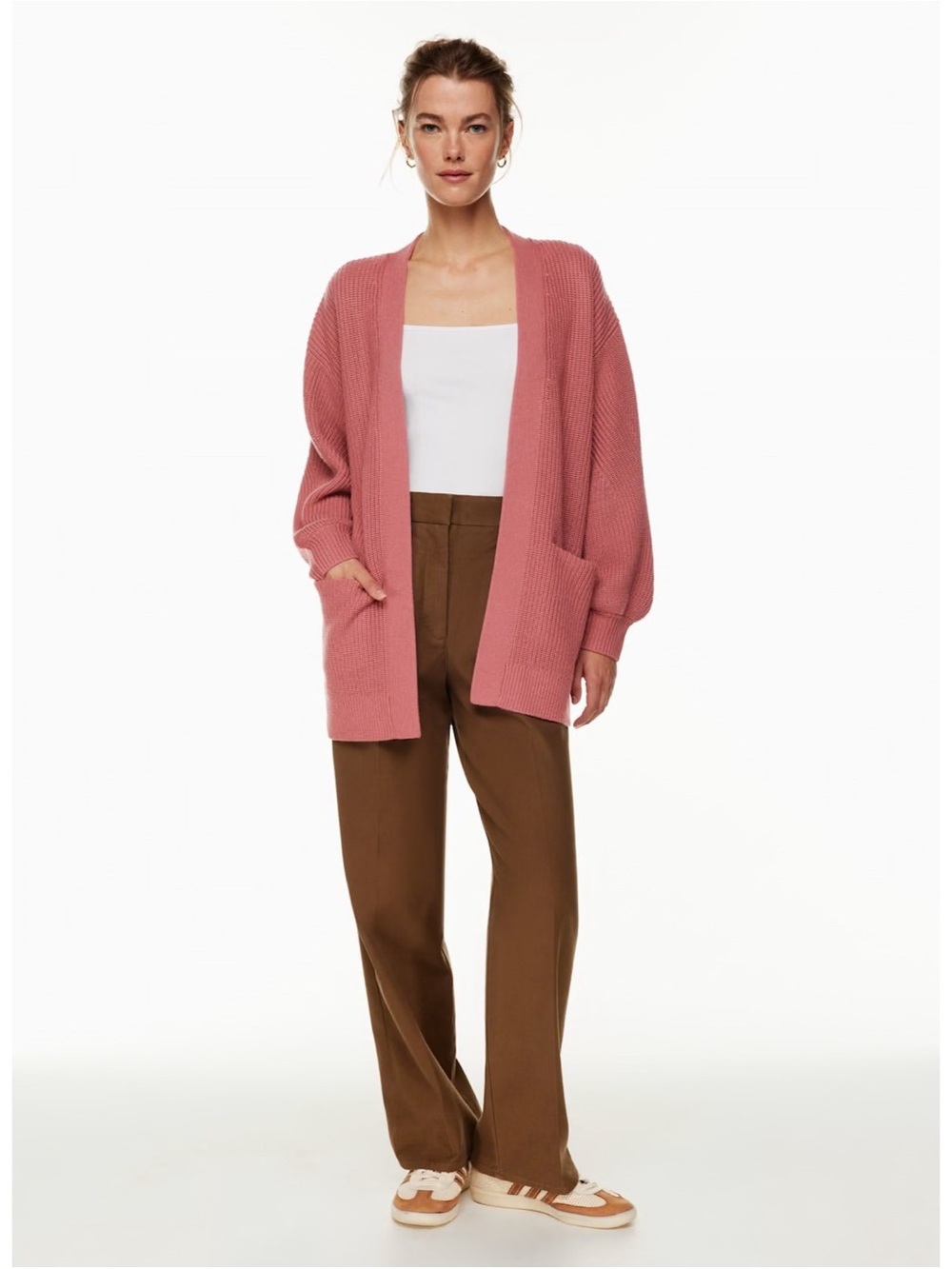 Aritzia Wilfred Free Unwind Merino Wool Cardigan in Pink Size M